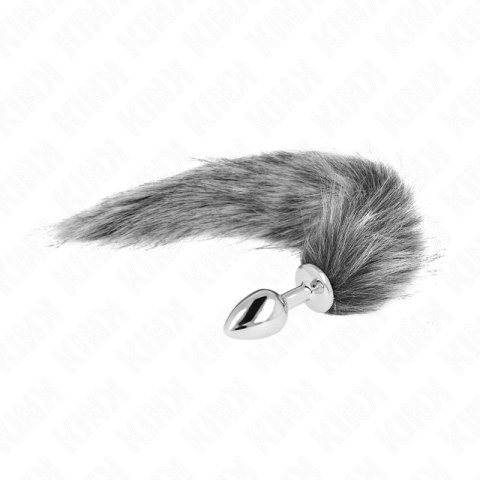 KINK Korek anatomiczny z syntetycznym ogonem S szary 7x3cm 40cm