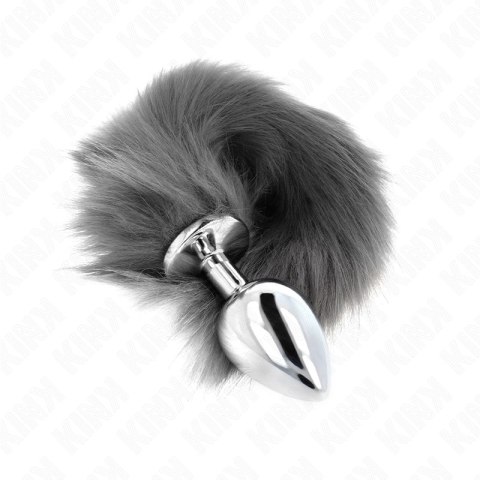 KINK Korek z syntetycznym ogonem L 10x4cm szaro-biały silikon