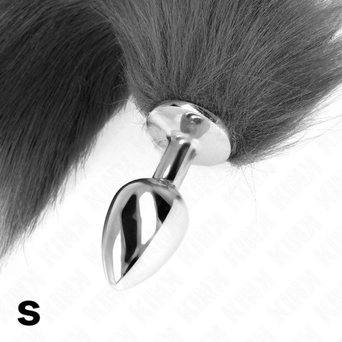 KINK Model S - Korek z syntetycznym ogonem szaro-białym 7x3cm 40cm