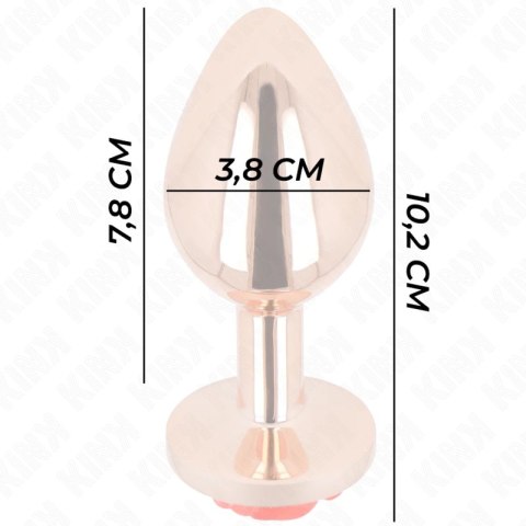 KINK Zatyczka analna metalowa Rose Gold L z ozdobą Czerwona Roża