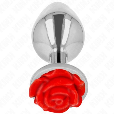 Kink Plug Metalowy z Ozdobą Czerwona Roża Rozmiar L 10,2 cm