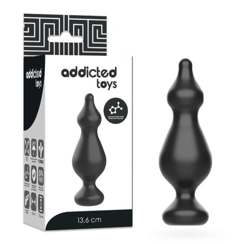 Addicted Toys Korek Analny 13,6 cm Czarny Silikon Medyczny
