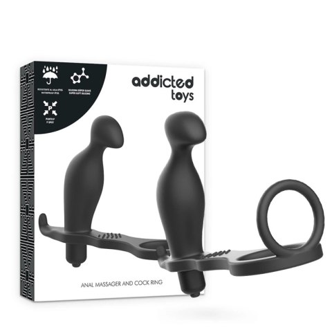 Addicted Toys korek anatomiczny z silikonowym pierścieniem 12 cm czarny