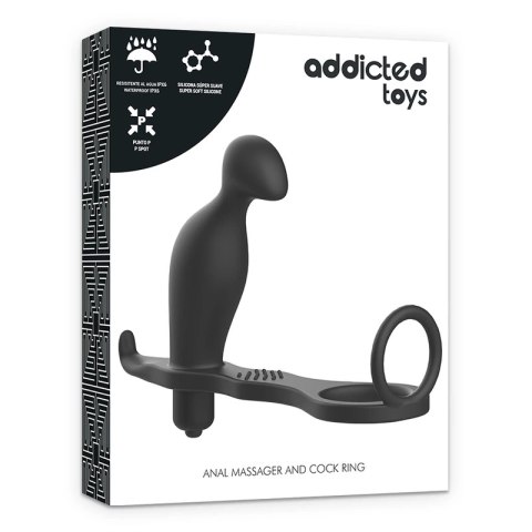 Addicted Toys korek anatomiczny z silikonowym pierścieniem 12 cm czarny