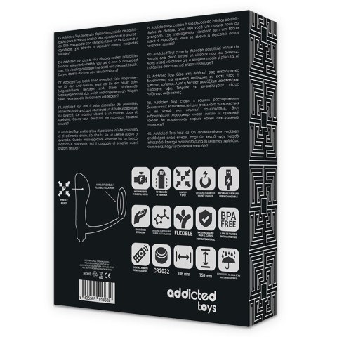 Addicted Toys model z pierścieniem i pilotem, silikon czarny 15x10 cm