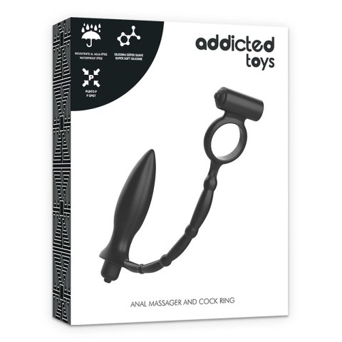 Addicted Toys wtyczka anatomiczna z pierścieniem i funkcją wibracji, czarna
