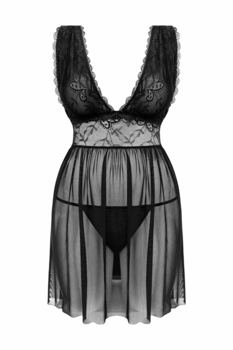 Obsessive Lieve babydoll z koronką i stringi czarne S/M