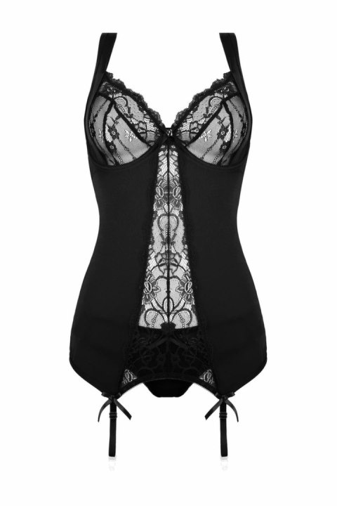 Obsessive Marzia 2-częściowy komplet z gorsetem i koronką czarny