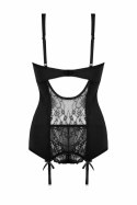 Obsessive Marzia 2-częściowy komplet z gorsetem i koronką czarny