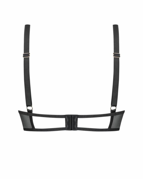 Obsessive Vila Blanes Bra czarny haftowany biustonosz z tiulu