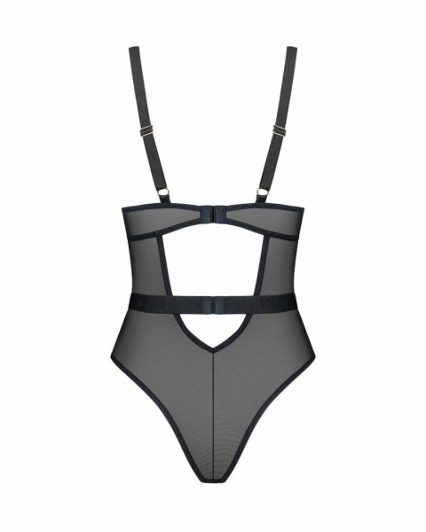 Obsessive Vila Blanes Teddy Black - Elegancki jednoczęściowy model z haftem