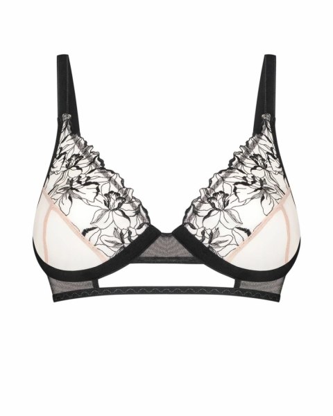 Obsessive Vila Blanes biustonosz czarny haftowany tulle gold detail