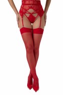 Passion Suspender Stocking Czerwone - Eleganckie pończochy z paskami