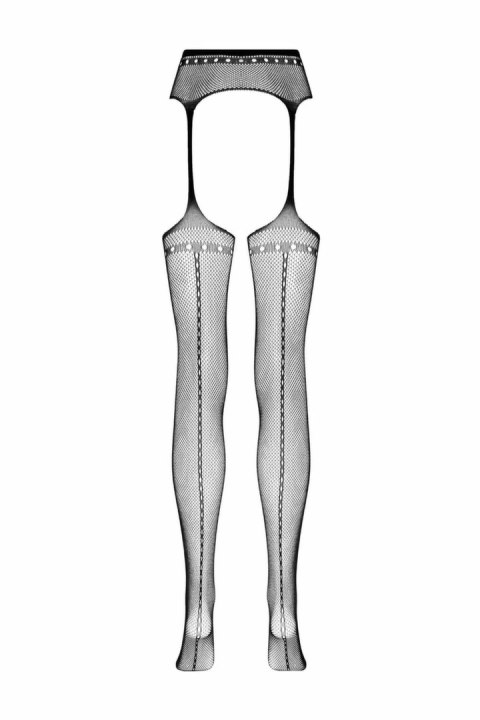 Passion Tula Rajstopy z Szelkami Czarny Elastyczny Model Siateczkowy