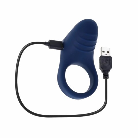 Playboy Pleasure Point Blue - silikonowy pierścień wibrujący, 10 trybow