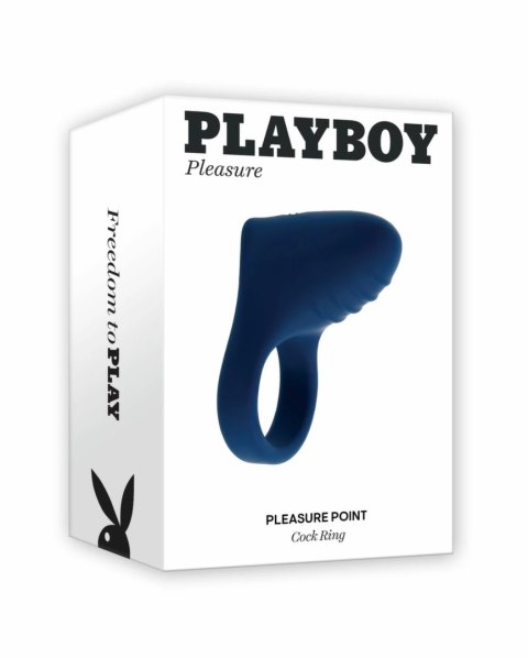 Playboy Pleasure Point Blue - silikonowy pierścień wibrujący, 10 trybow