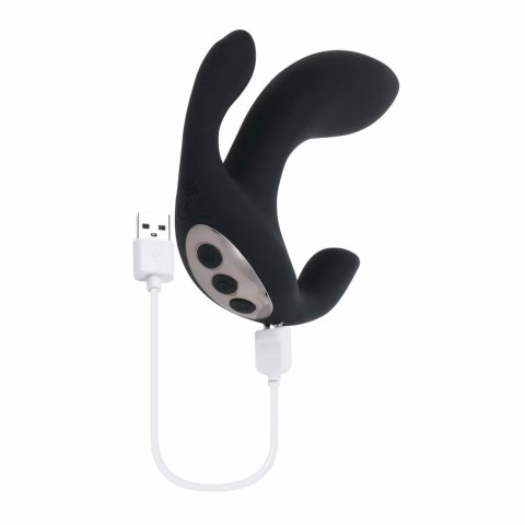 Playboy Triple Threat Black - Wielofunkcyjny wibrator trojstrefowy