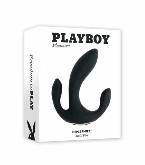 Playboy Triple Threat Black - Wielofunkcyjny wibrator trojstrefowy