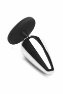 XR Brands Butt Slut Metal Plug srebrny aluminiowy z silikonową bazą