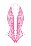 Renee Lace Body Pink z Odkrytym Krocze - Regulowane Paski