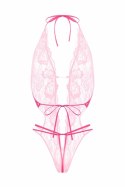 Renee Lace Body Pink z Odkrytym Krocze - Regulowane Paski