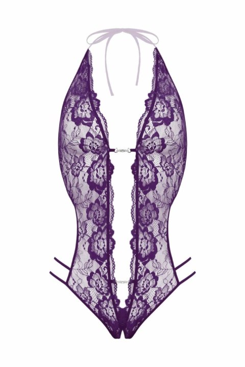 Renee koronkowe body z otwartą częścią dolną fioletowe S-L