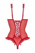 Rimba Mistique Body Wetlook Czerwony z Otwartą Gorą i Siateczką