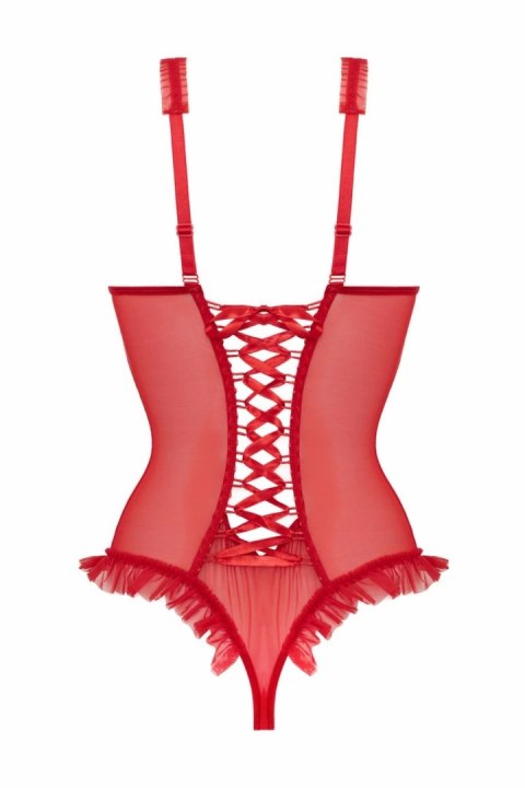 Rimba Mistique Body Wetlook Czerwony z Otwartą Gorą i Siateczką