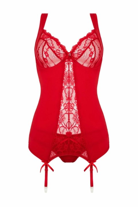 Vixen 2-częściowy komplet Marzia czerwony z gorsetem i koronką