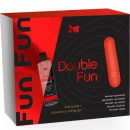 INTT Double Fun - Zestaw z wibrującym pociskiem i żelem truskawkowym 50 ml