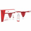 INTT Panty Red - Czerwone majtki koronkowe z perłami, żel 50 ml