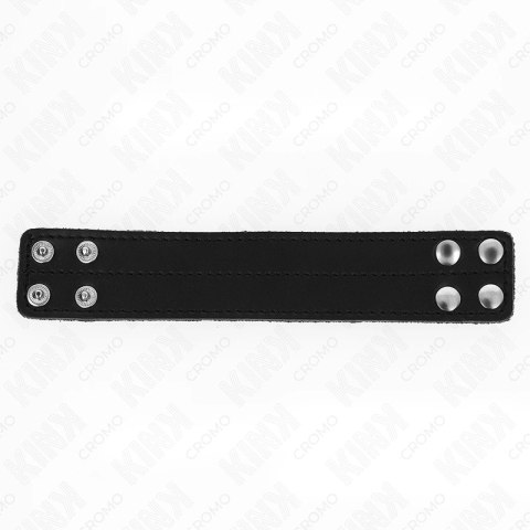 KINK Skorzany Pierścień Regulowany z Zapięciem, 18,5 x 3,3 cm, Czarny