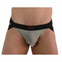 BURN Jockstrap 001 błyszczący beż/czarny L - designerski pas biodrowy
