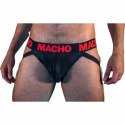 Macho MX26X2 Jockstrap czarno-czerwony S elastyczny połprzezroczysty