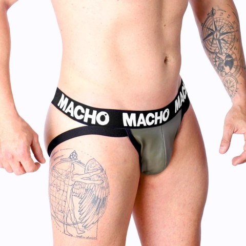 MACHO MX27GR Jockstrap imitujący skorę szary/beżowy S