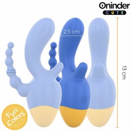 ONINDER Cute Triple Vibrator z Aplikacją - 9 Trybow, USB, Niebiesko-Żołty