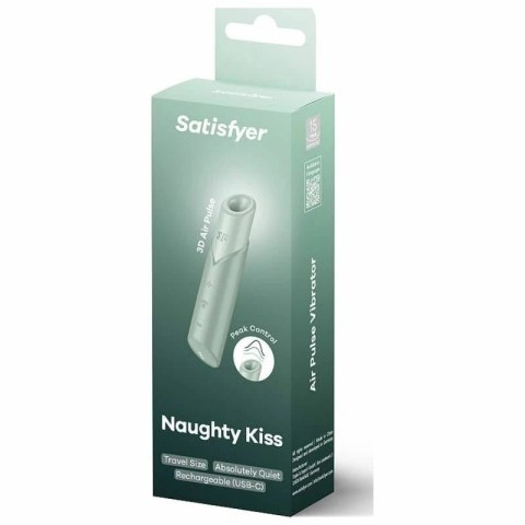 Satisfyer Naughty Kiss Wave Air Wave, kompaktowy model akwamaryn USB-C