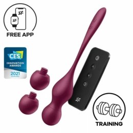 Satisfyer Love Birds Vary kulki treningowe wibrujące Wine Red z aplikacją