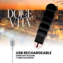 Dolce Vita Black Six - wibrujący model z akumulatorem, 7 trybow, silikon