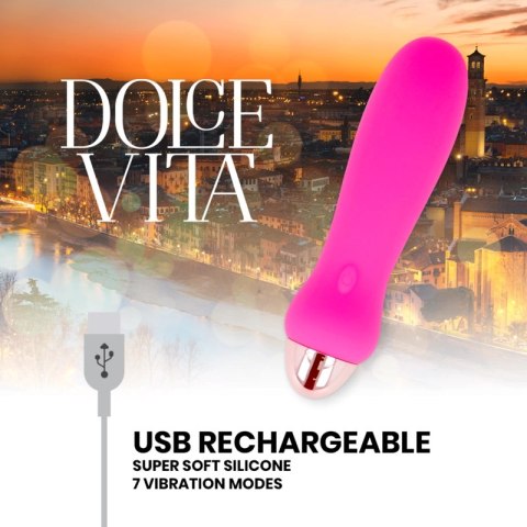 Dolce Vita Model Pink Five - Kompaktowy wibrator silikonowy, 7 trybow, USB