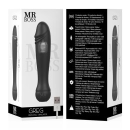 MR BOSS Greg - Stymulator osobisty, 10 trybow, silikon, USB, fioletowy