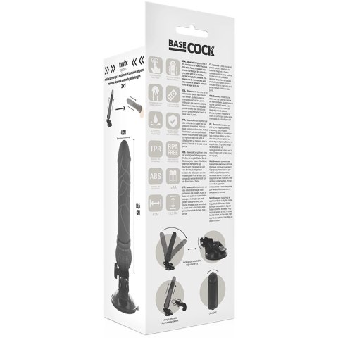 BASECOCK Model Black 19.5 cm - Wibrator z Pilotem Przewodowym TPE