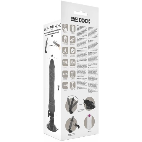 BASECOCK Model Black 19,5 cm - Wibrator z pilotem przewodowym, TPE