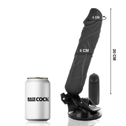BASECOCK Pilotowany wibrator czarny 20 cm TPE z przyssawką i pilotem
