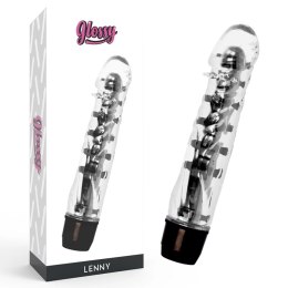 Glossy Lenny Czarny - Wibrujący model intymny z TPE, 14 cm