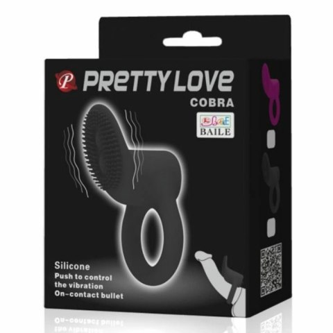 Pretty Love Cobra - czarny pierścień wibracyjny silikonowy