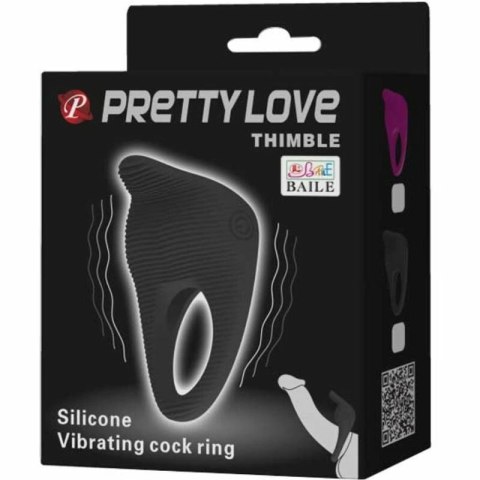 Pretty Love Thimble silikonowy pierścień z wibracją czarny