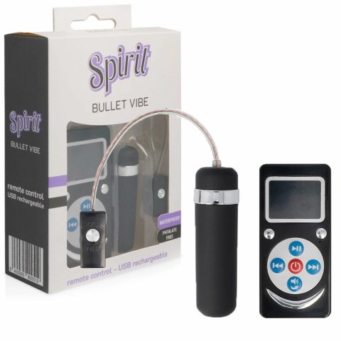 Spirit Bullet Vibe Premium czarny - bezprzewodowa kulka, 10 trybow, pilot LED
