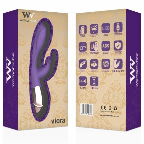 Womanvibe Viora silikonowy model ładowany USB Gold Lilac 19,5 cm