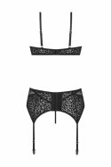 Obsessive Sanne komplet 3-częściowy czarny z motywem animal print